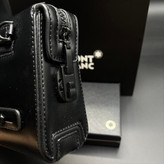 کیف دستی مدارکی مون بلان چرم مشکی ساده مستر وارداتی قفل دار