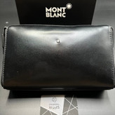 کیف دستی مدارکی مون بلان چرم مشکی ساده مستر وارداتی قفل دار