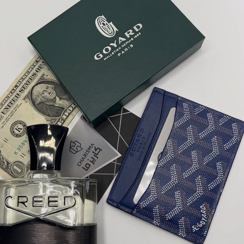 Goyard Cardholder FULLPack Blue Color | جاکارتی چرم مردانه گویارد آبی تیره ساده